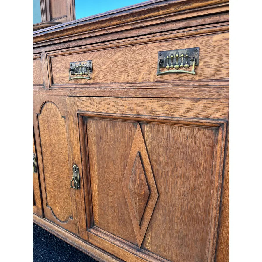 Antique Arts and Crafts Quartersawn Oak Sideboard Buffet