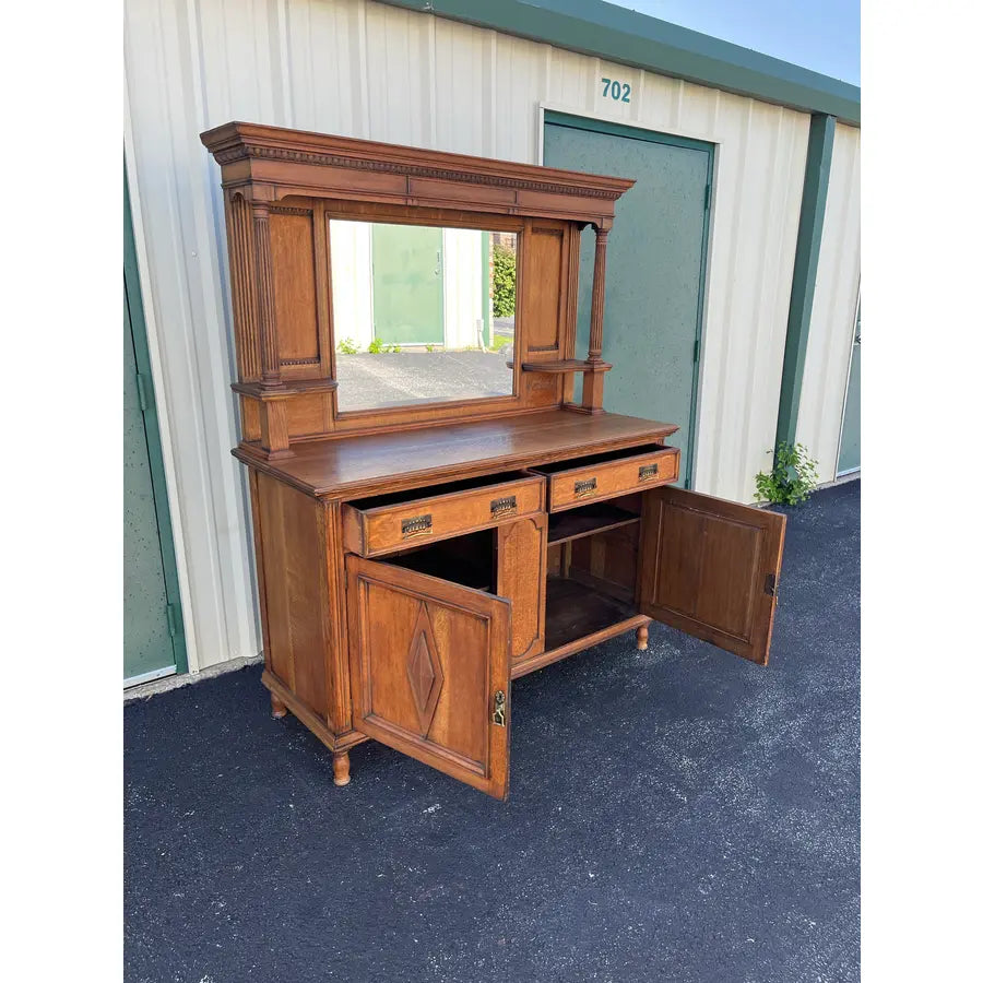 Antique Arts and Crafts Quartersawn Oak Sideboard Buffet