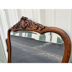 Antique Carved Swans Articulating Beveled Glass Oak Dressing Mirror