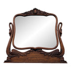 Antique Carved Swans Articulating Beveled Glass Oak Dressing Mirror