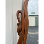 Antique Carved Swans Articulating Beveled Glass Oak Dressing Mirror