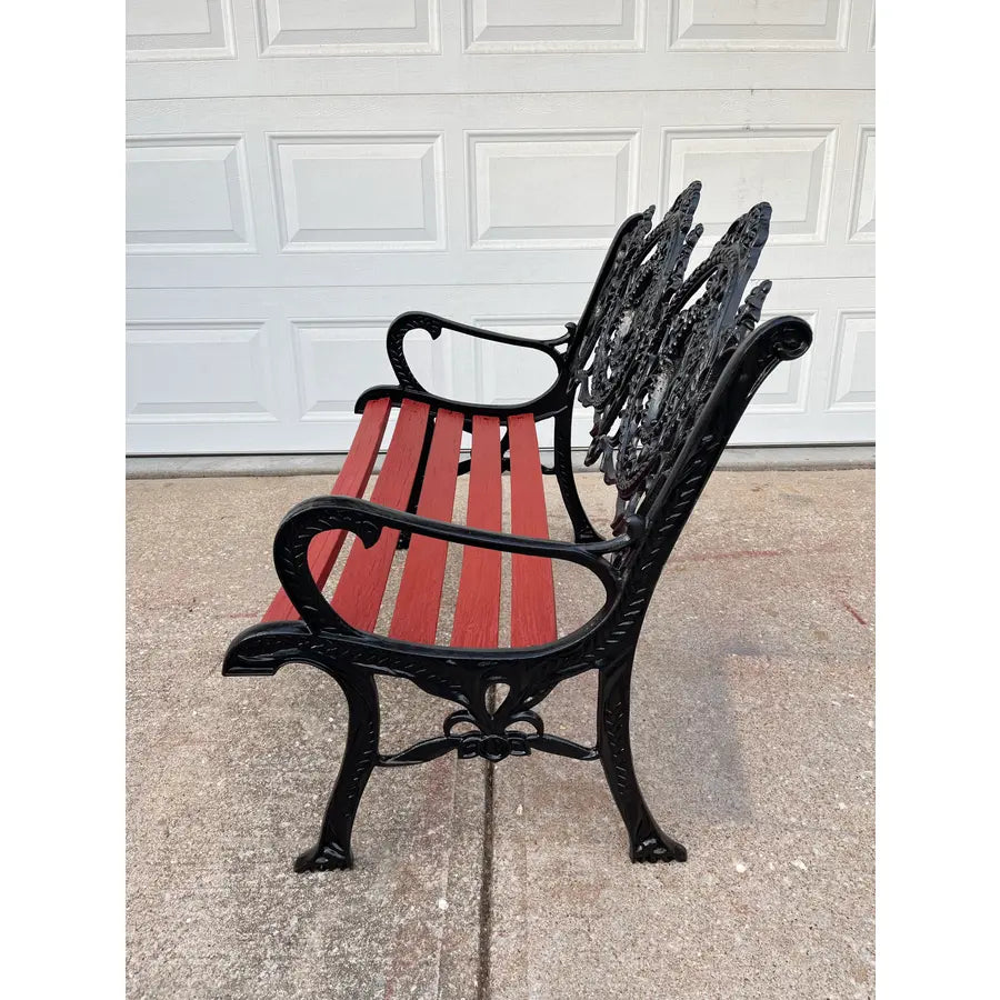 Antique Cast Iron Figural Seasons Garden Bench