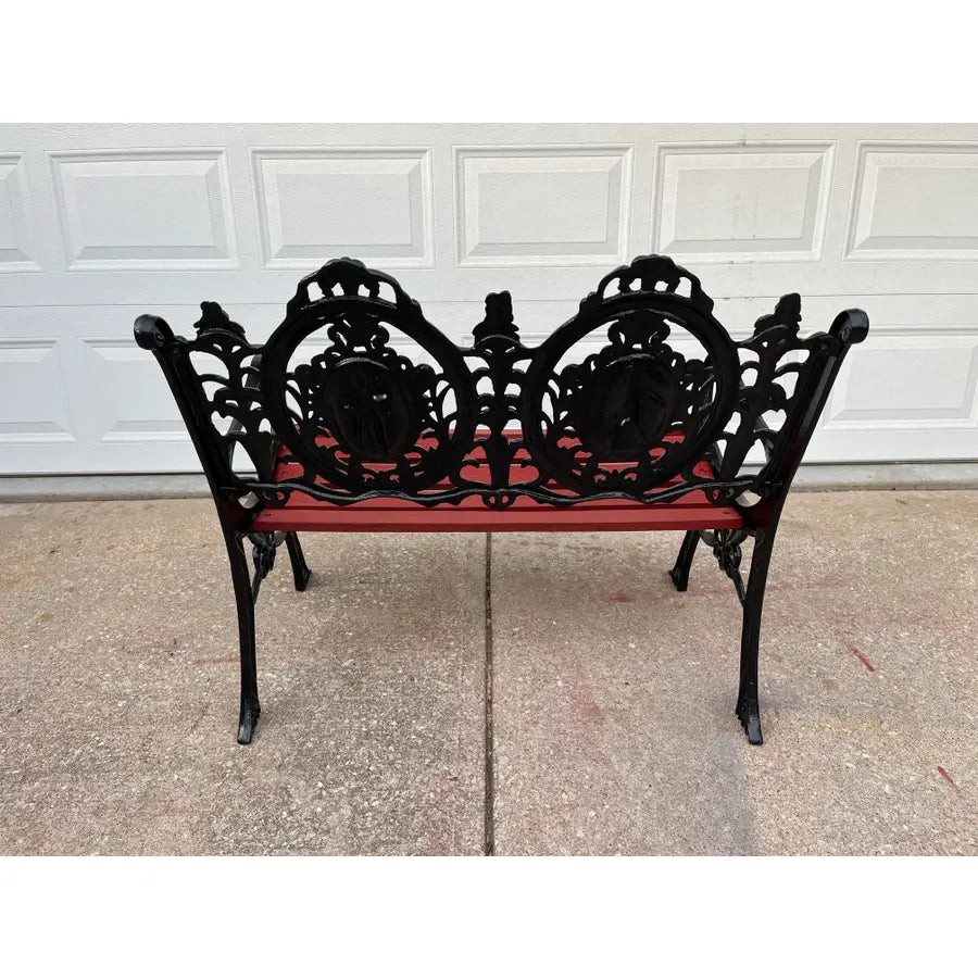 Antique Cast Iron Figural Seasons Garden Bench