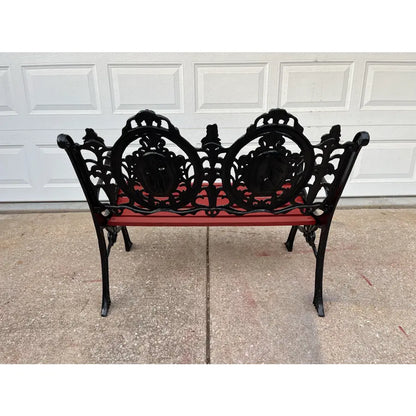Antique Cast Iron Figural Seasons Garden Bench
