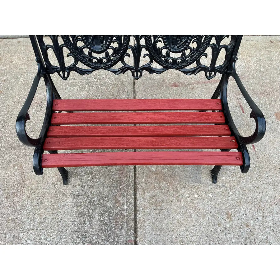 Antique Cast Iron Figural Seasons Garden Bench