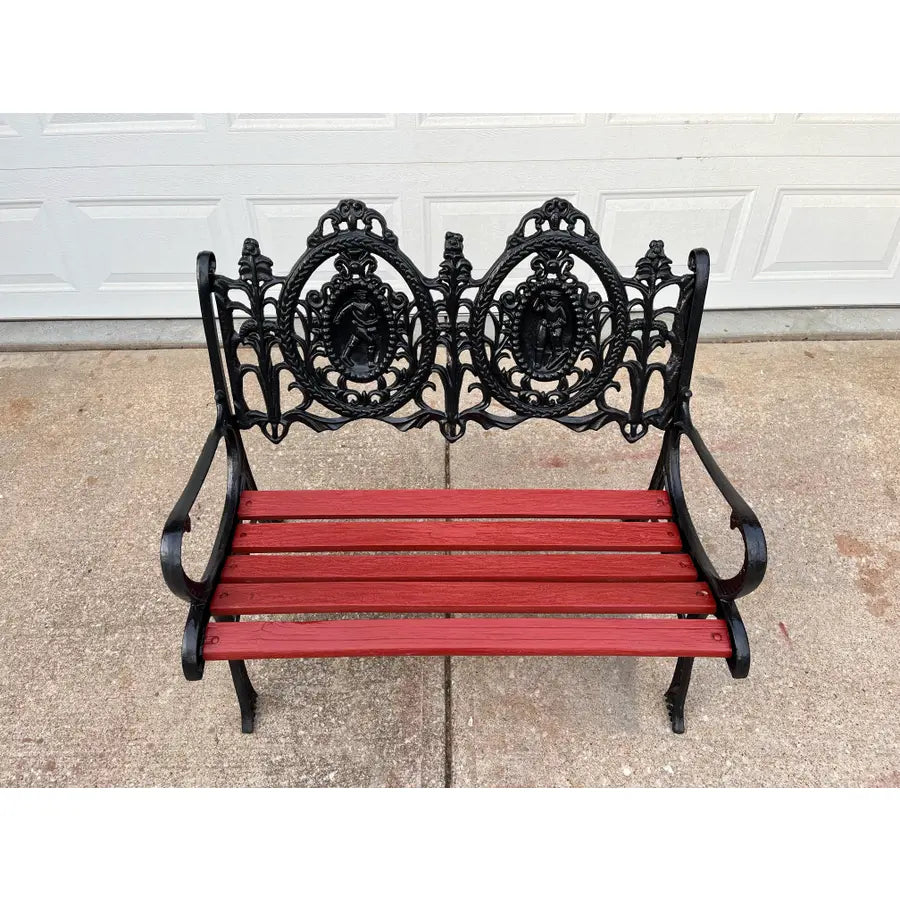 Antique Cast Iron Figural Seasons Garden Bench