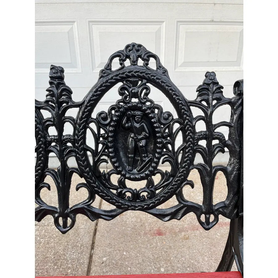 Antique Cast Iron Figural Seasons Garden Bench