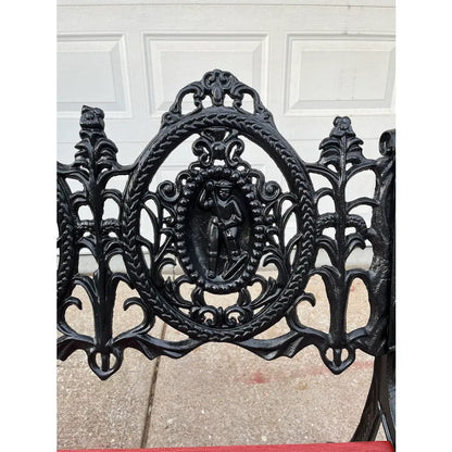 Antique Cast Iron Figural Seasons Garden Bench