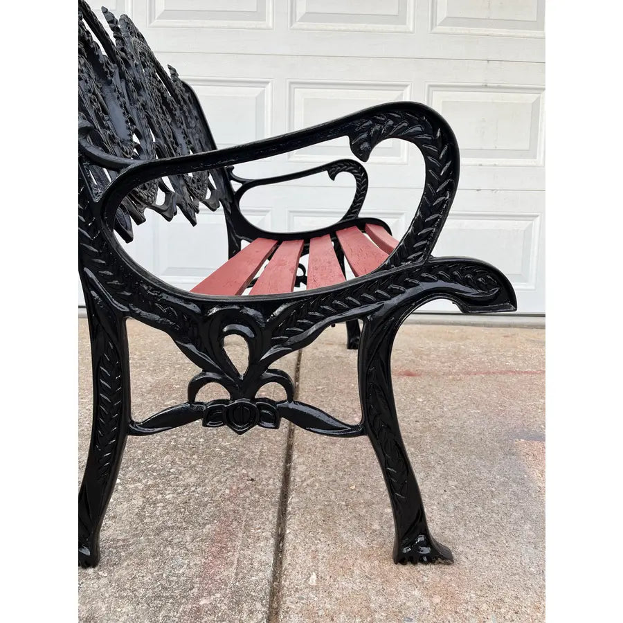 Antique Cast Iron Figural Seasons Garden Bench