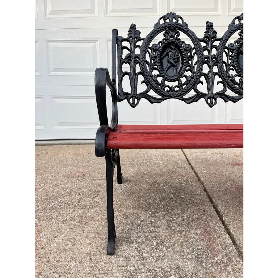 Antique Cast Iron Figural Seasons Garden Bench