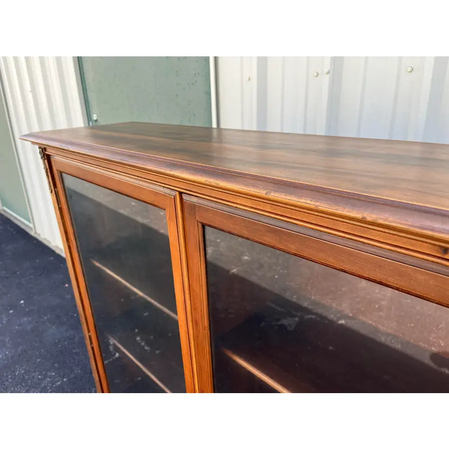 Antique Cherry Queen Anne Double Door Bookcase