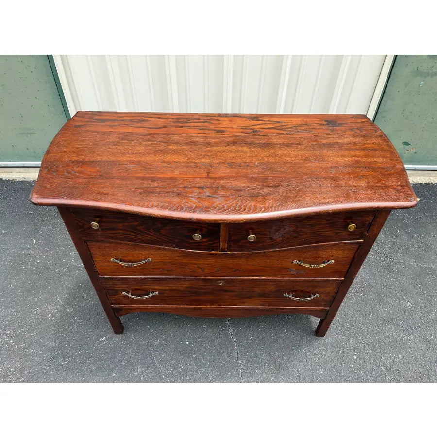 Antique Early American Tiger Oak 4-Drawer Chest of Drawers