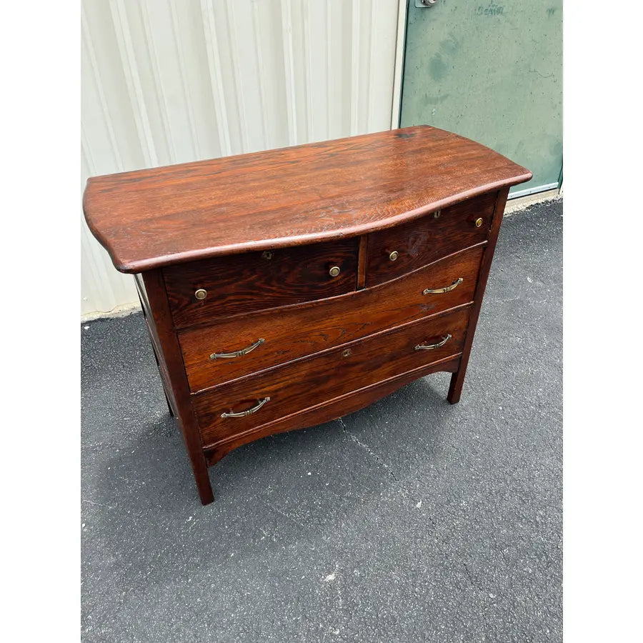 Antique Early American Tiger Oak 4-Drawer Chest of Drawers