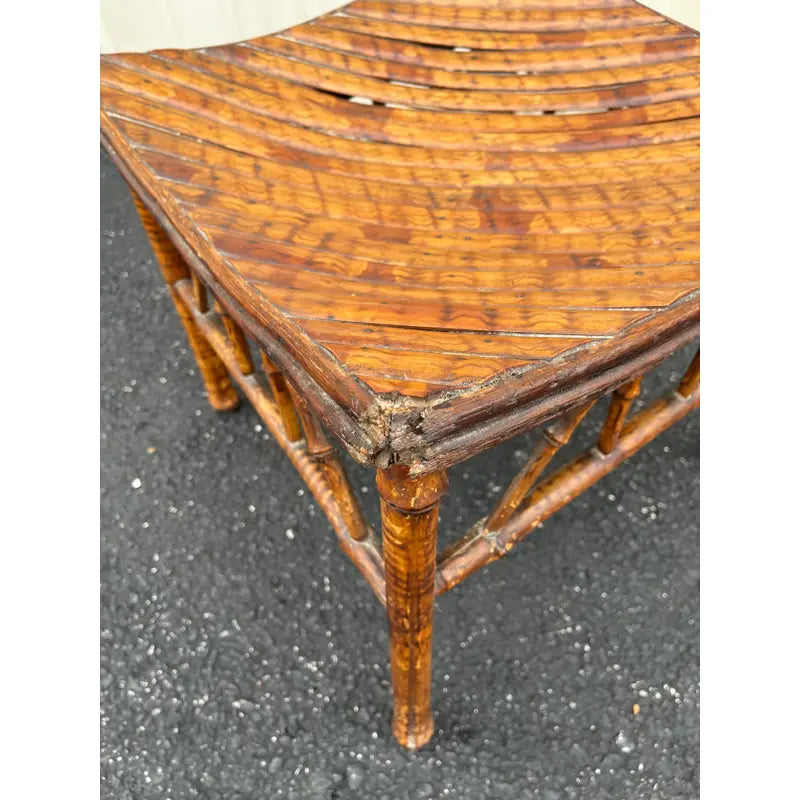 Antique Egyptian Revival Tortoise Bamboo Thebes Stool
