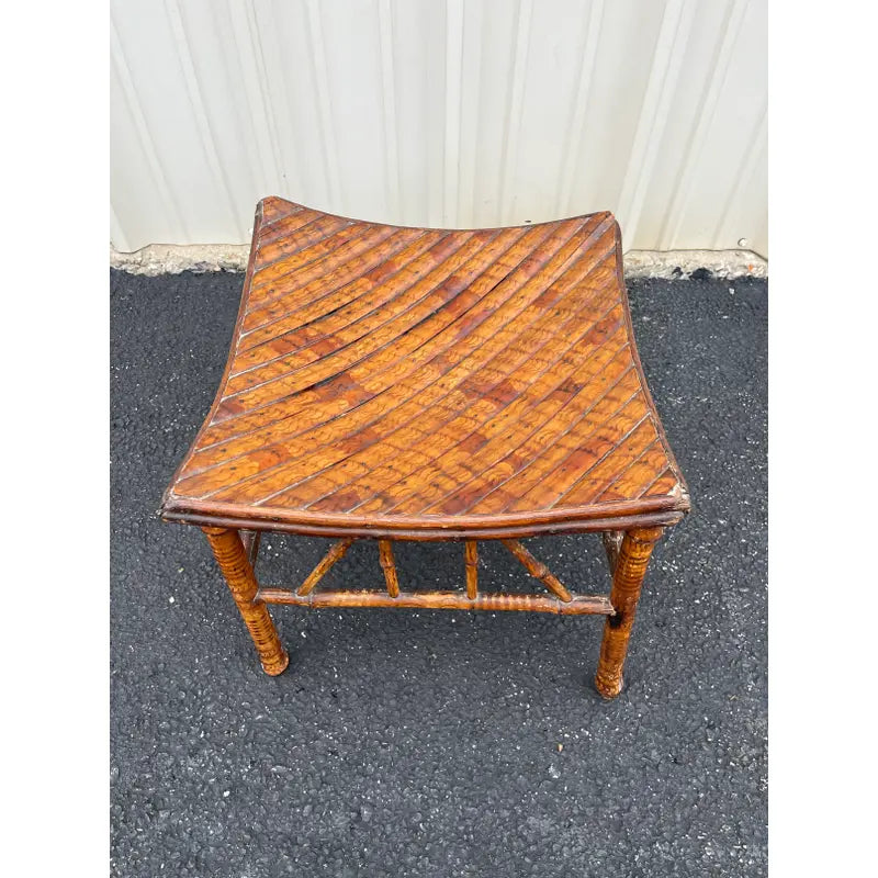 Antique Egyptian Revival Tortoise Bamboo Thebes Stool