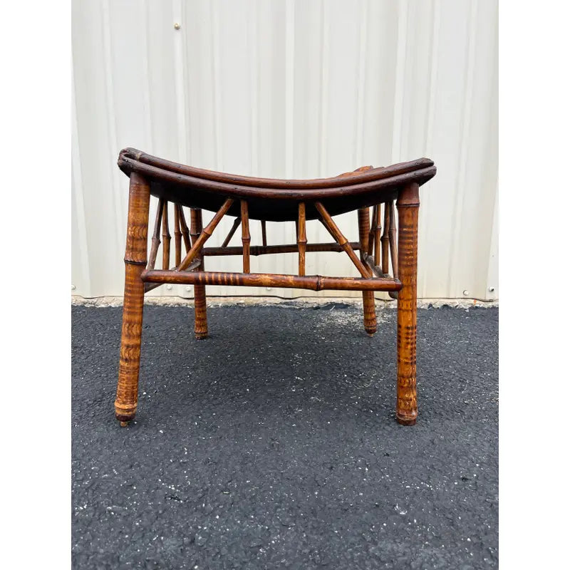 Antique Egyptian Revival Tortoise Bamboo Thebes Stool