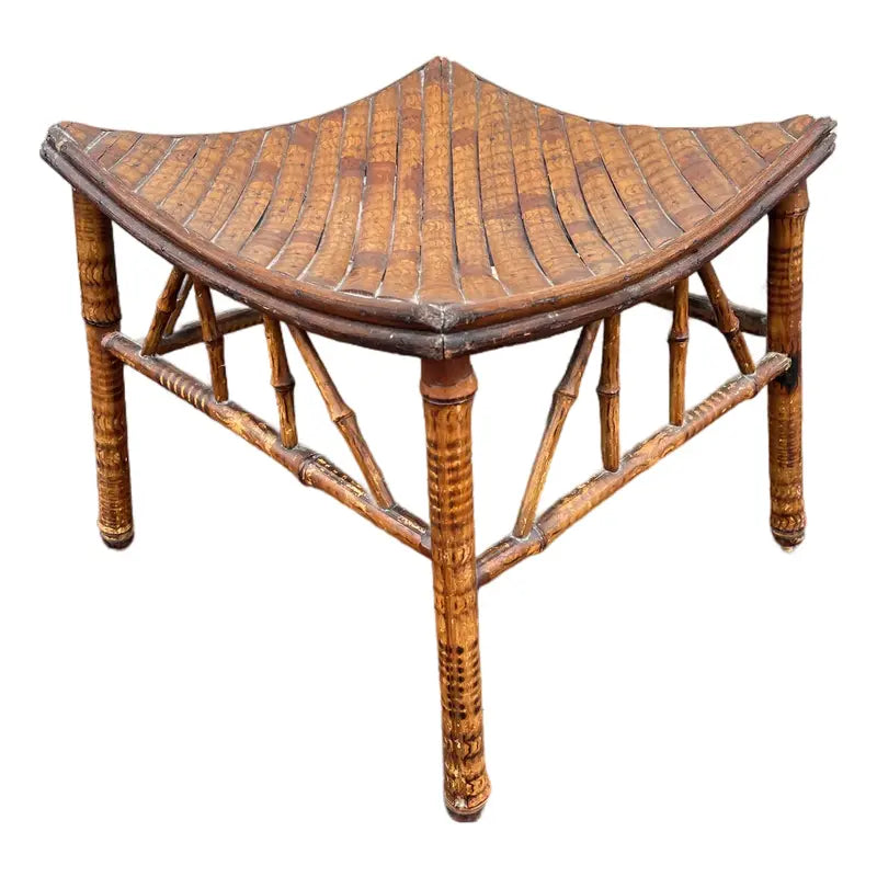 Antique Egyptian Revival Tortoise Bamboo Thebes Stool
