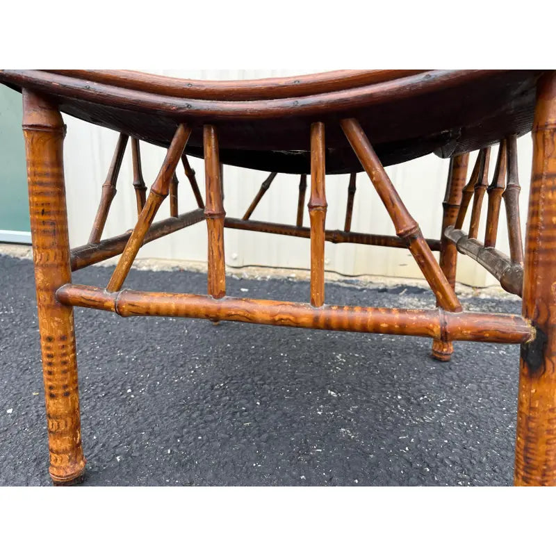 Antique Egyptian Revival Tortoise Bamboo Thebes Stool