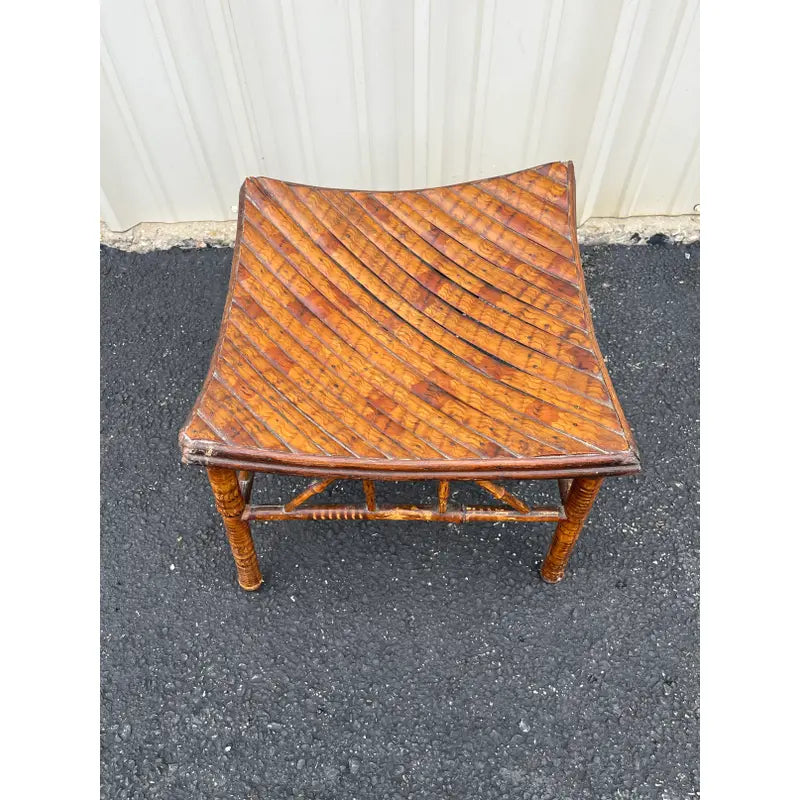 Antique Egyptian Revival Tortoise Bamboo Thebes Stool
