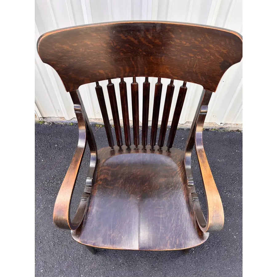 Antique Fraternal Lodge Oak Arm Chairs- Set of 8