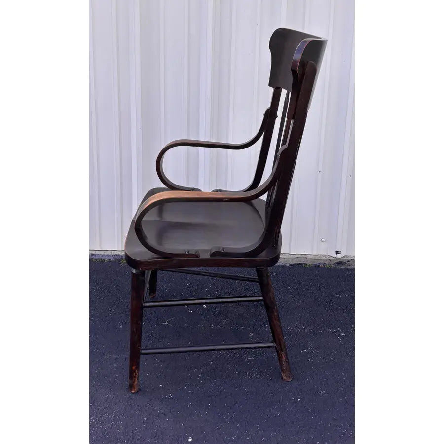 Antique Fraternal Lodge Oak Arm Chairs- Set of 8