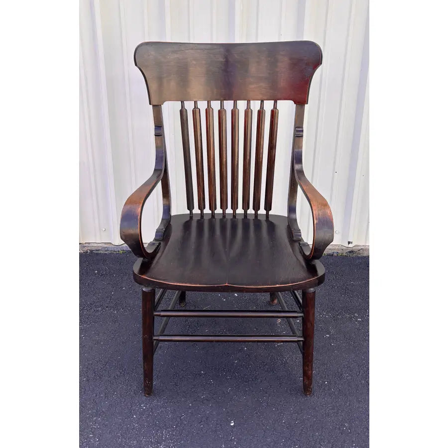 Antique Fraternal Lodge Oak Arm Chairs- Set of 8