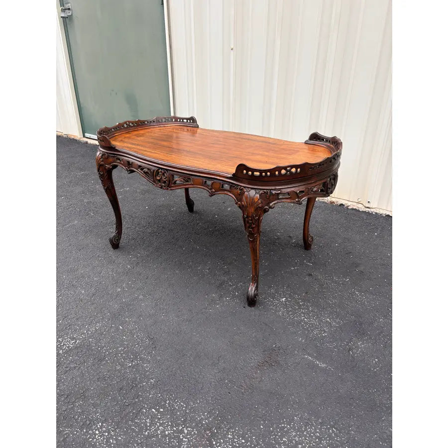 Antique French Carved Walnut Coffee Table