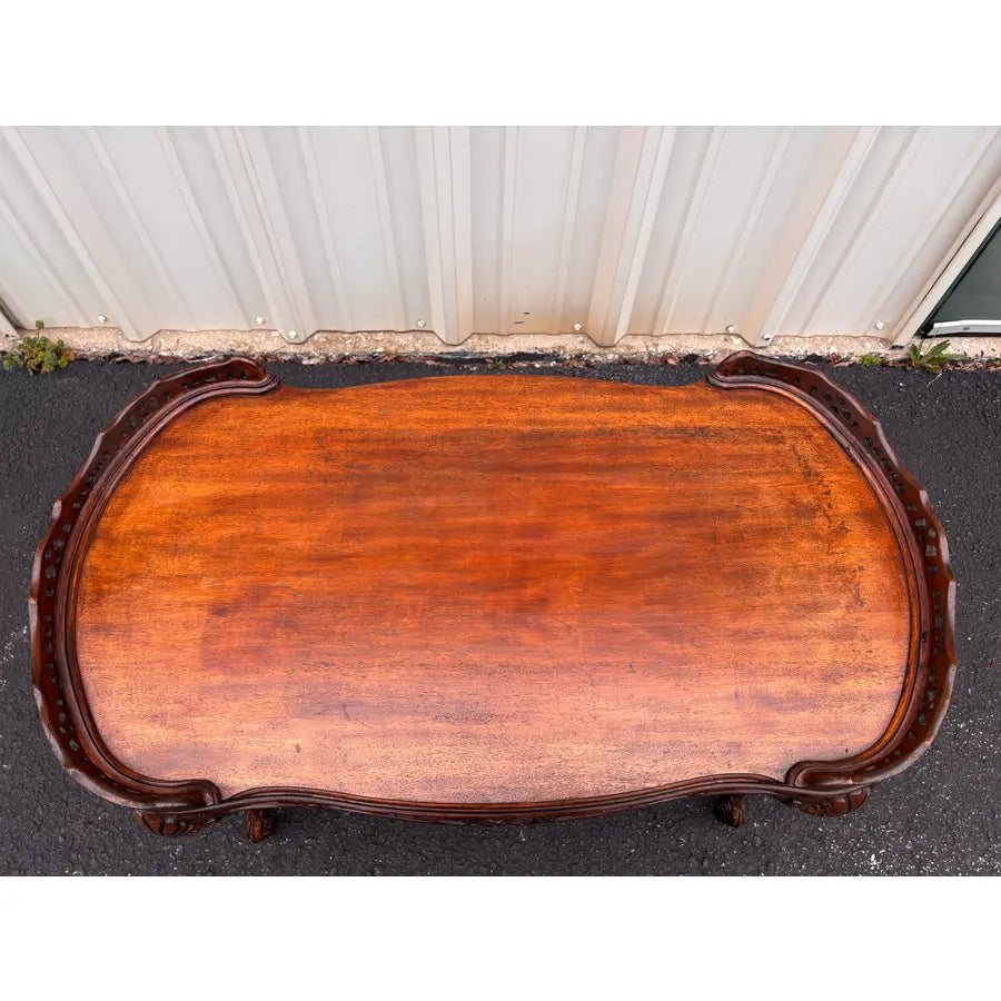 Antique French Carved Walnut Coffee Table