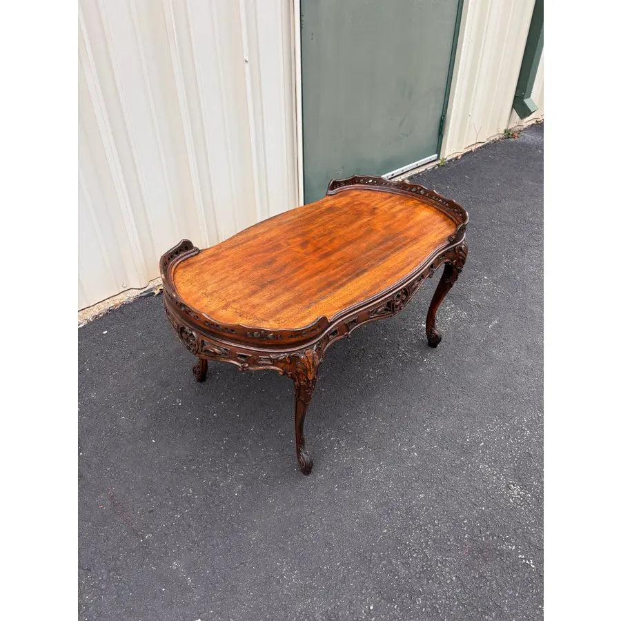 Antique French Carved Walnut Coffee Table