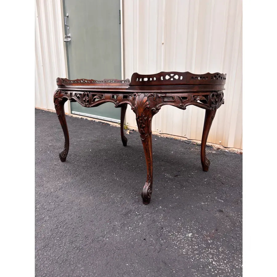 Antique French Carved Walnut Coffee Table