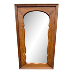 Antique Full Length Beveled Glass in Scalloped Aged Oak Frame