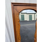 Antique Full Length Beveled Glass in Scalloped Aged Oak Frame