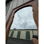 Antique Full Length Beveled Glass in Scalloped Aged Oak Frame