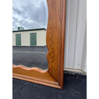 Antique Full Length Beveled Glass in Scalloped Aged Oak Frame