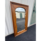 Antique Full Length Beveled Glass in Scalloped Aged Oak Frame
