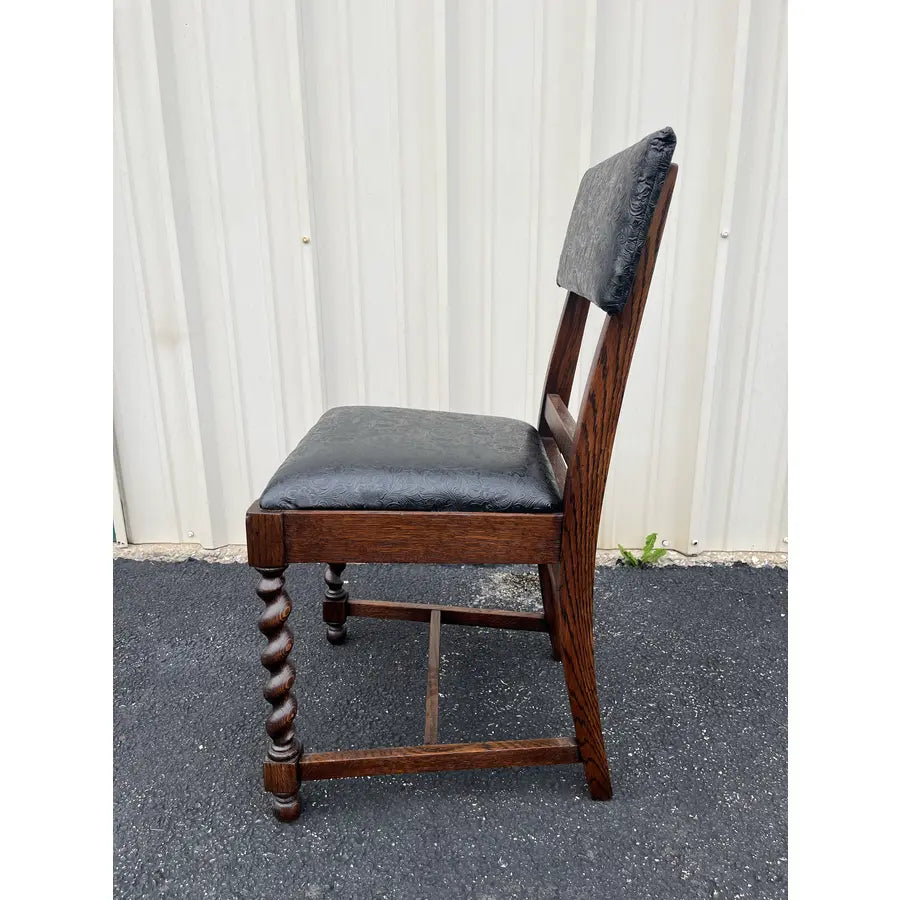 Antique Oak Barley Twist Dining Chairs- Set of 5