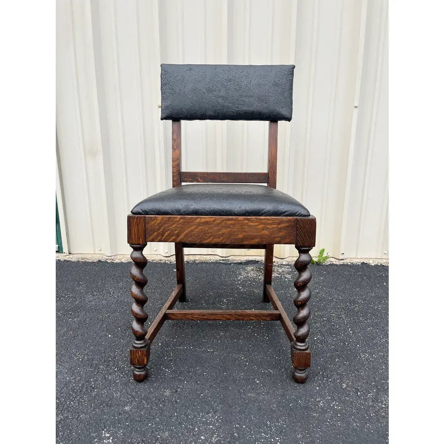 Antique Oak Barley Twist Dining Chairs- Set of 5