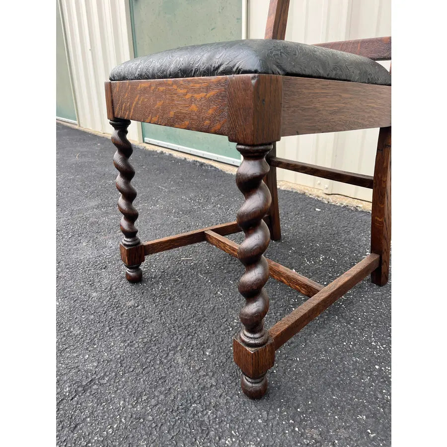 Antique Oak Barley Twist Dining Chairs- Set of 5