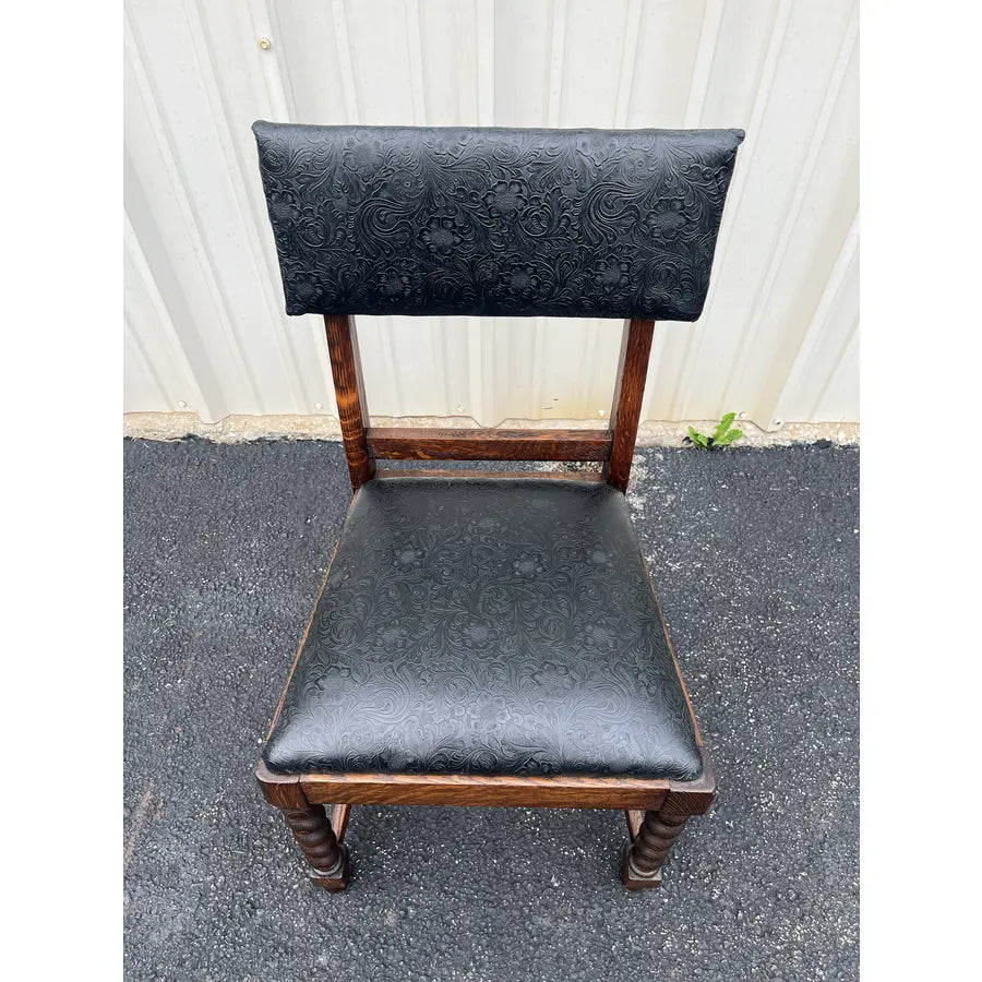 Antique Oak Barley Twist Dining Chairs- Set of 5