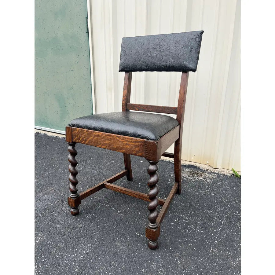Antique Oak Barley Twist Dining Chairs- Set of 5