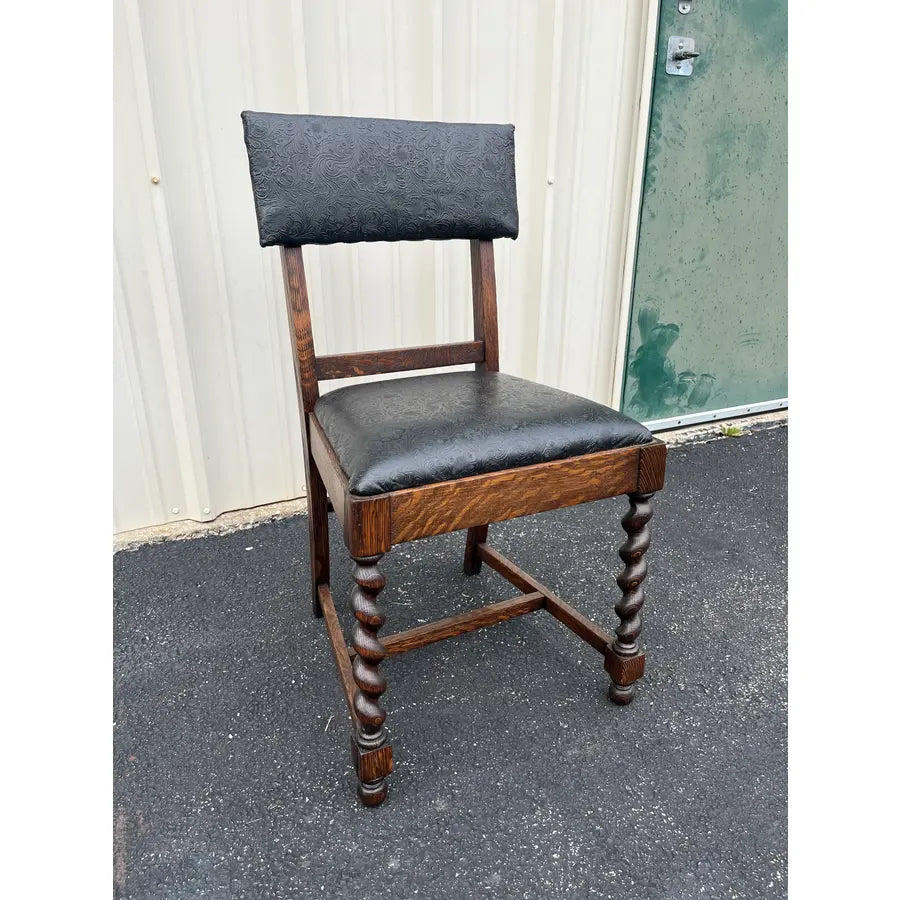 Antique Oak Barley Twist Dining Chairs- Set of 5