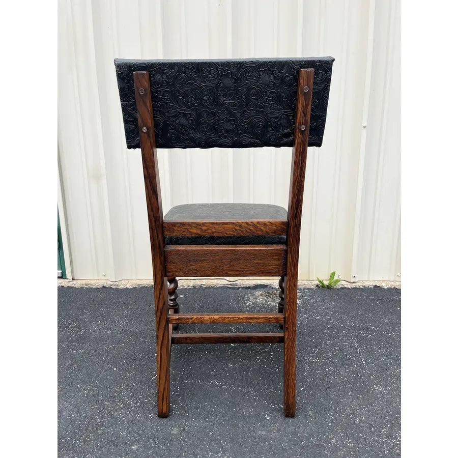Antique Oak Barley Twist Dining Chairs- Set of 5