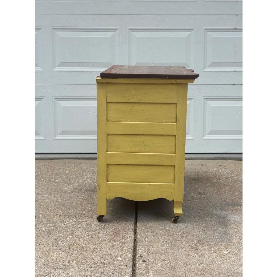 Antique Painted Oak Farmhouse Serpentine Nightstand Cabinet Commodes- A Pair