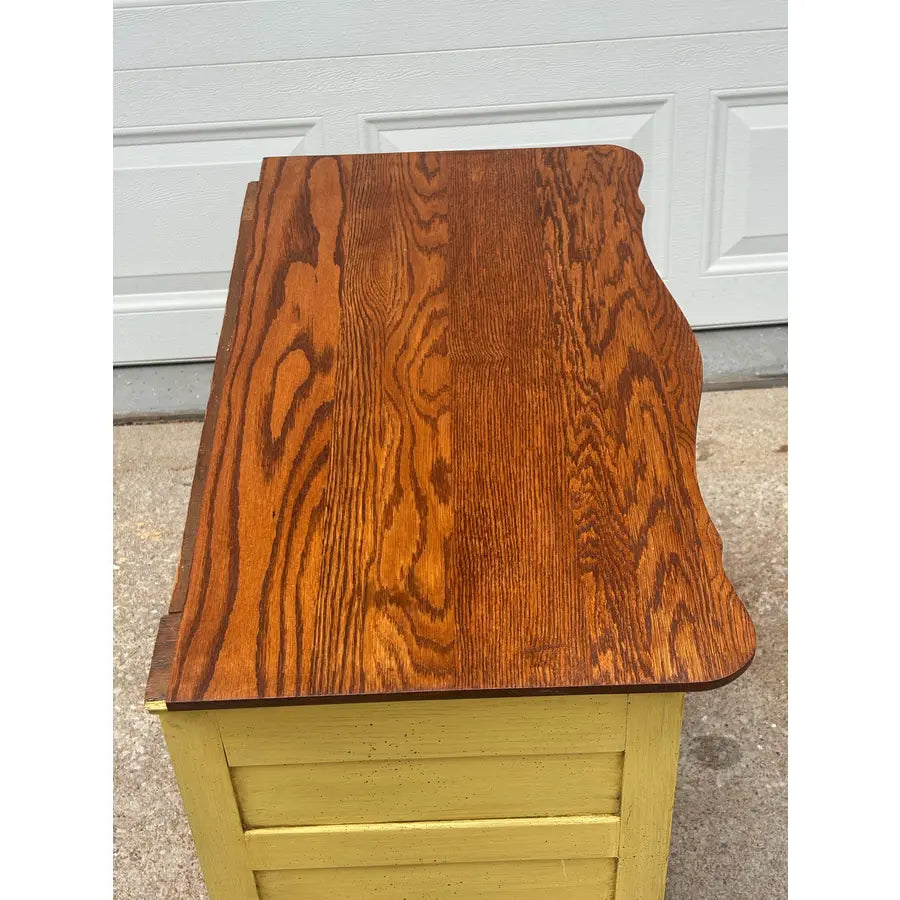 Antique Painted Oak Farmhouse Serpentine Nightstand Cabinet Commodes- A Pair