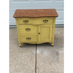 Antique Painted Oak Farmhouse Serpentine Nightstand Cabinet Commodes- A Pair