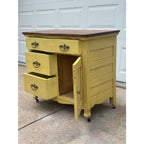 Antique Painted Oak Farmhouse Serpentine Nightstand Cabinet Commodes- A Pair