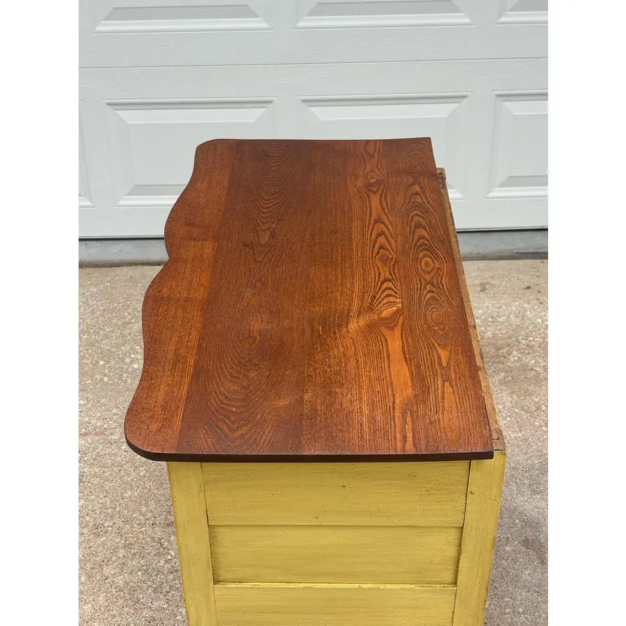 Antique Painted Oak Farmhouse Serpentine Nightstand Cabinet Commodes- A Pair