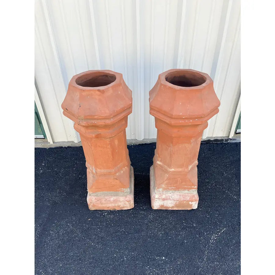 Antique Terracotta Chimney Pots- A Pair