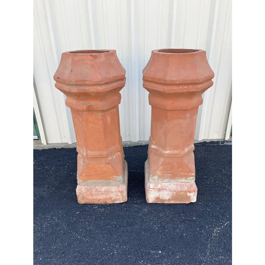 Antique Terracotta Chimney Pots- A Pair