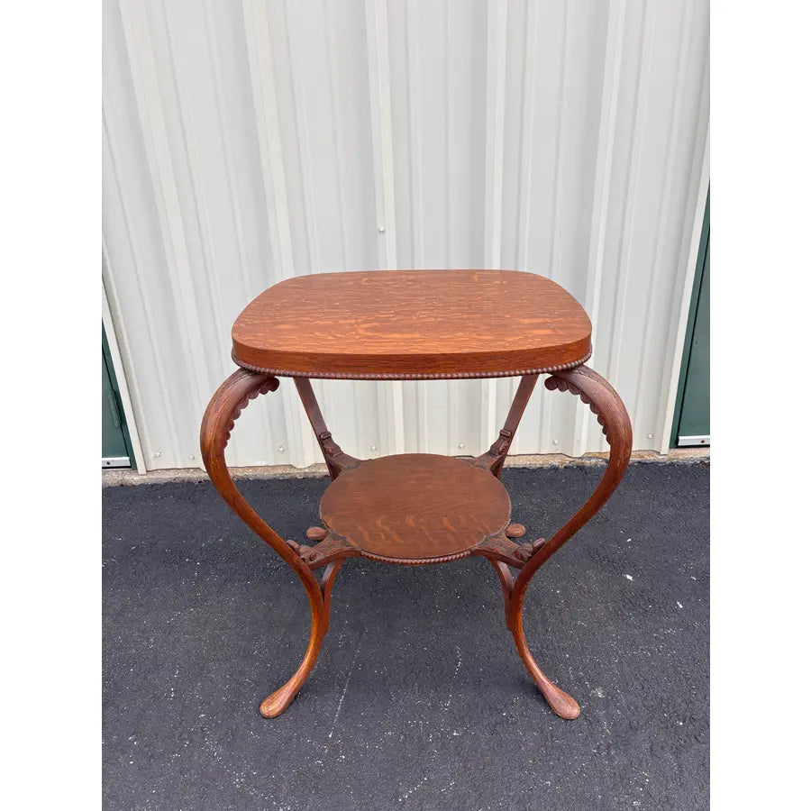 Antique Tiger Oak Lamp End Table